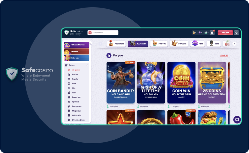 Diseño y facilidad de uso de SafeCasino
